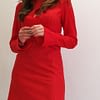 czerwona sukienka mini z wełny